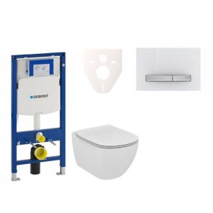 Závěsný set WC Ideal Standard TESI Rimless + modul Geberit Duofix s tlačítkem Sigma 50 (alpská bílá) 111.300.00.5 NE8