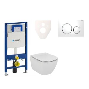 Závěsný set WC Ideal Standard Tesi + modul Geberit Duofix s tlačítkem Sigma 20 (bílá/chrom lesk) 111.300.00.5 NF4